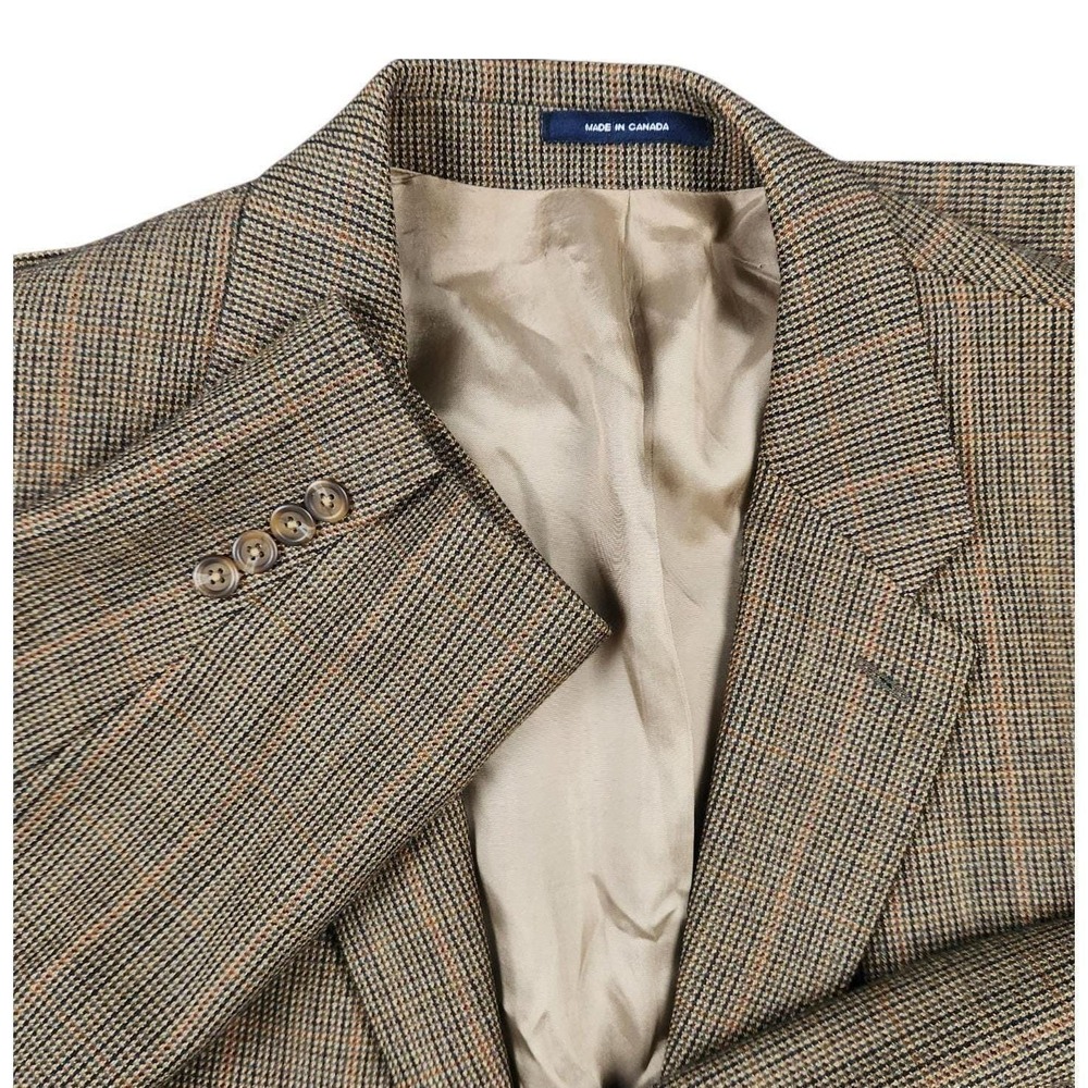Vintage Chaps Ralph Lauren Plaid Wool Blazer 46L Sport Coat Jacket Union Made